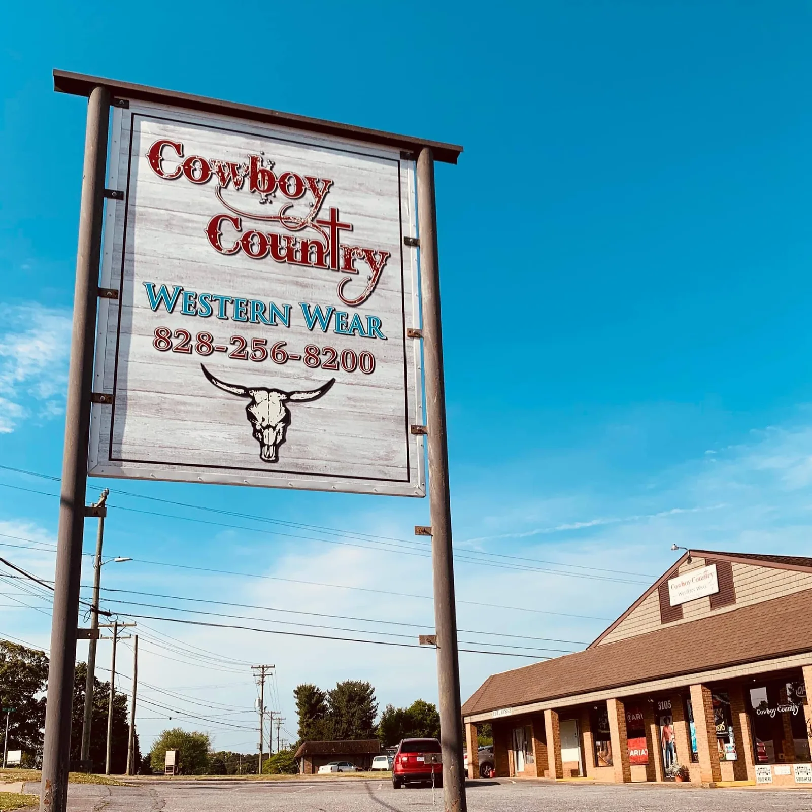 Cowboy Country Western Wear storefront and sign in Hickory, NC